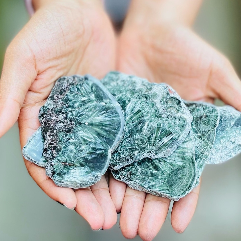 AAA Natural Green Seraphinite Crystal Slice